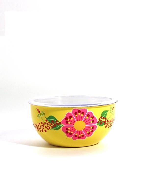 El Boyama 16 Cm Sarı Kapaklı Kase