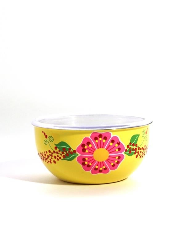 El Boyama 18 Cm Sarı Kapaklı Kase