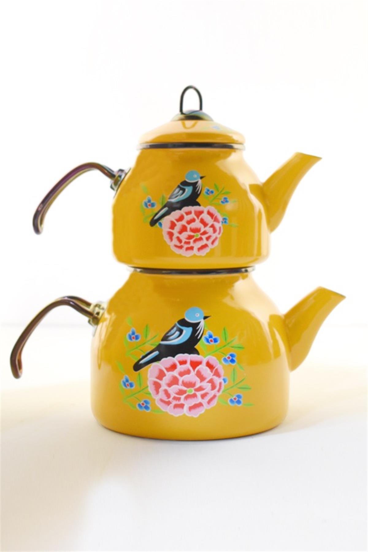 Emaye Çaydanlık Sarı Kuş - Dedemin Emayeleri