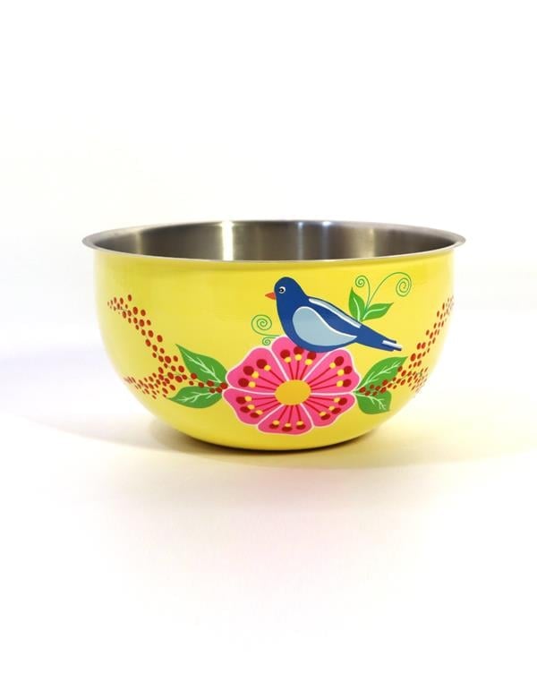 Emaye Kase 24 Cm Sarı Kuş