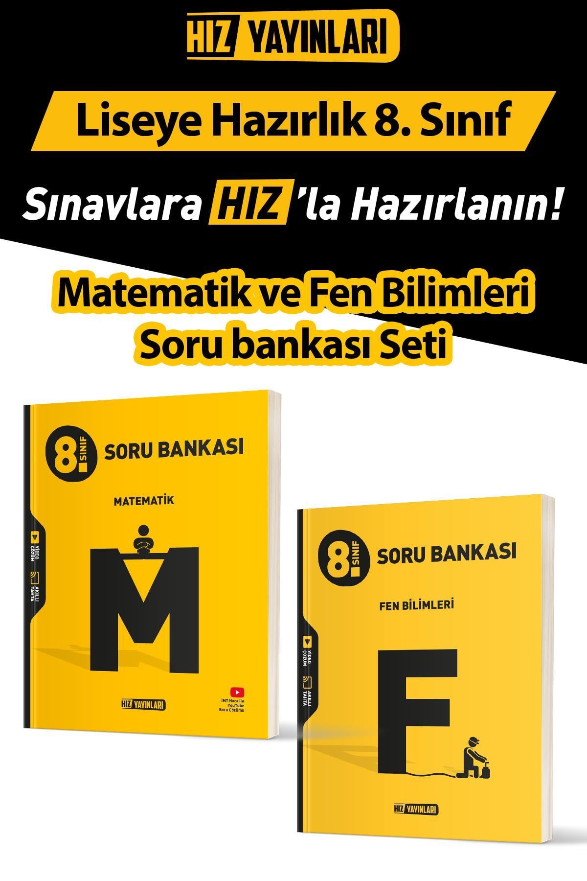HIZ YAYINLARI 8.SINIF LGS HAZIRLIK Matematik ve Fen Bilimleri Soru Bankası Seti