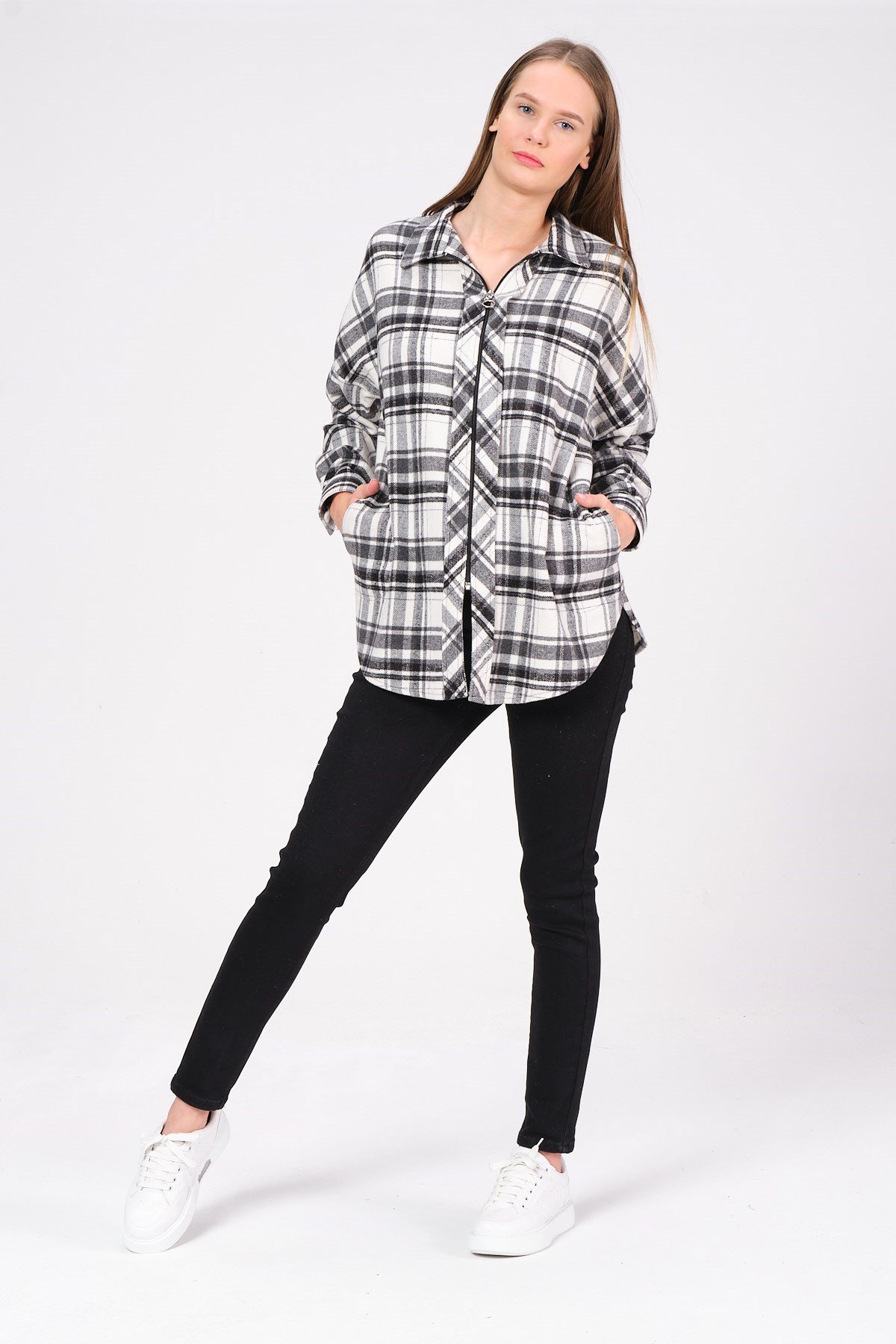Busa Maternity Lumberjack Plaid Shirt Black