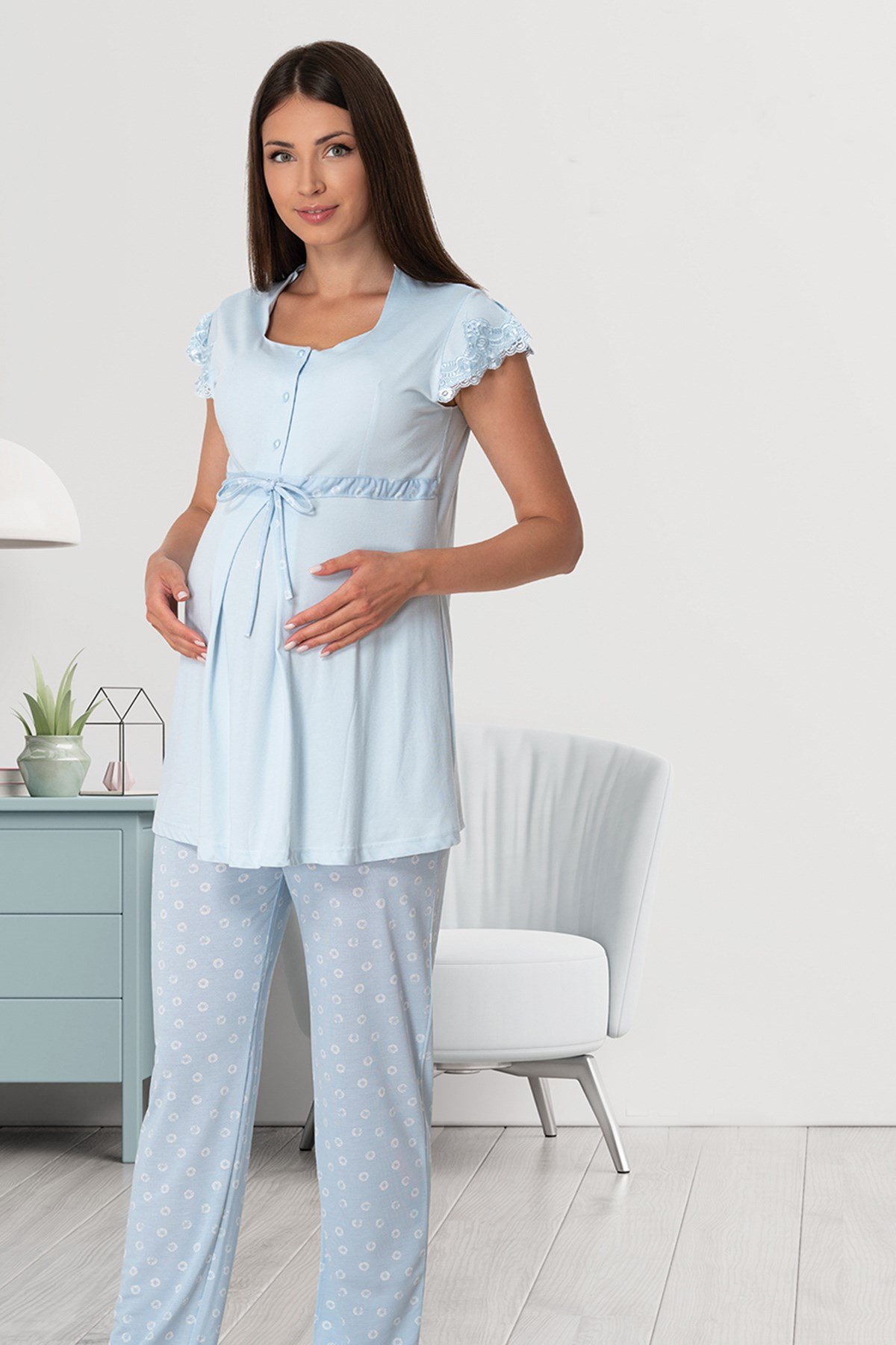 Effortt 6012 Lace Detailed Maternity Pajama Sets