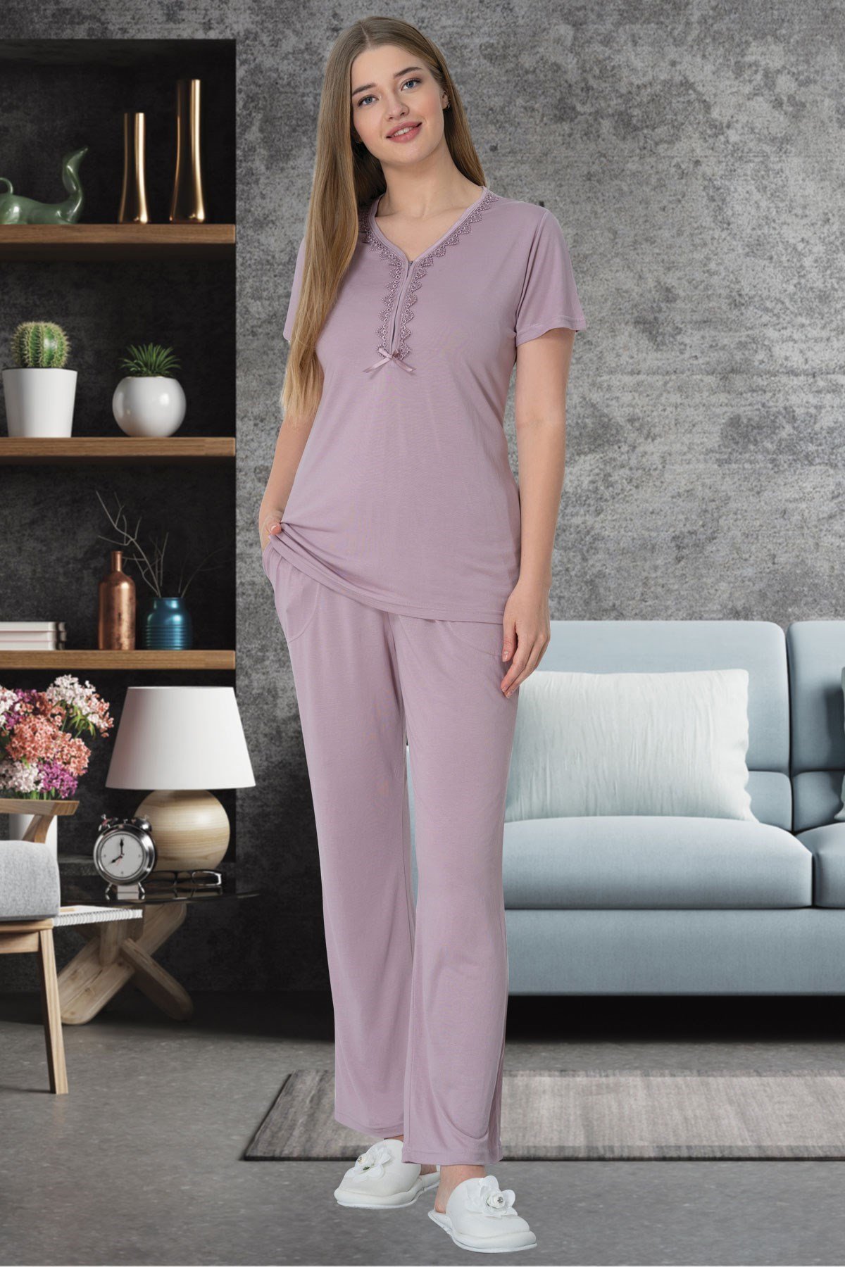 Mecit 5640 Dried Rose Big Size Women Pajamas Set