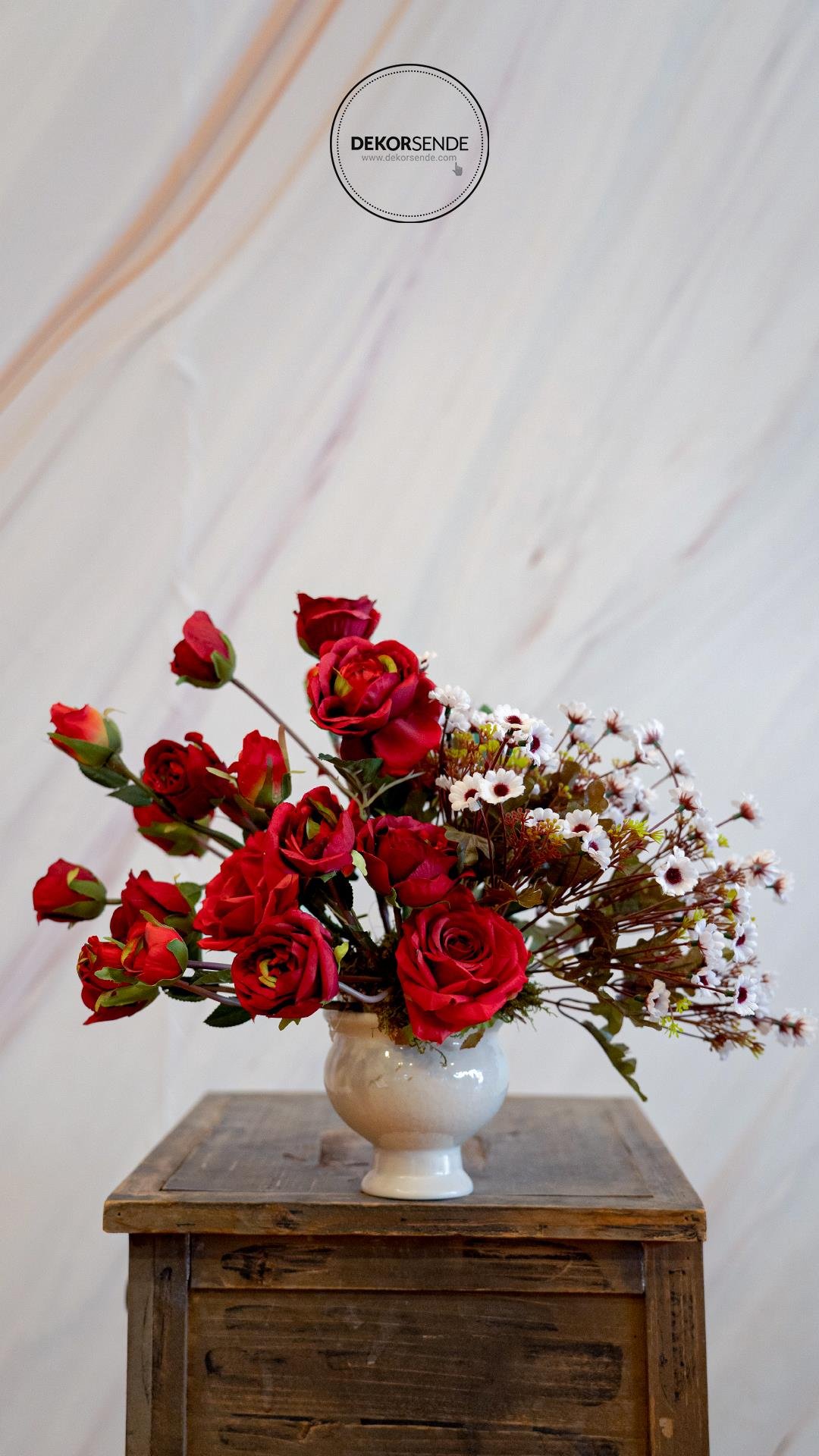 Yapay Gül Dalı 4 lü Kırmızı | Yapay Çiçek Dalları ve Demetleri