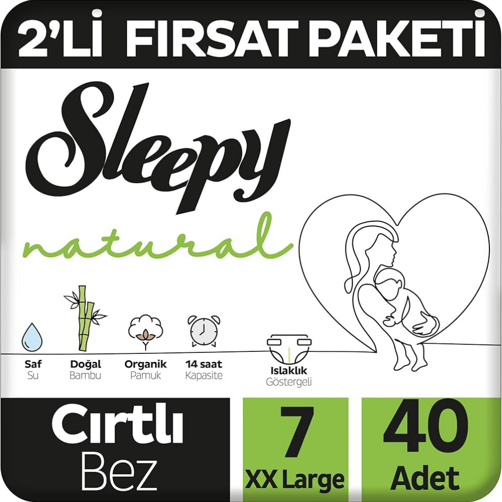 SLEEPY NATURAL 2Lİ FIRSAT XXL 40'LIBEBEK BEZİSLEEPY402-28005867