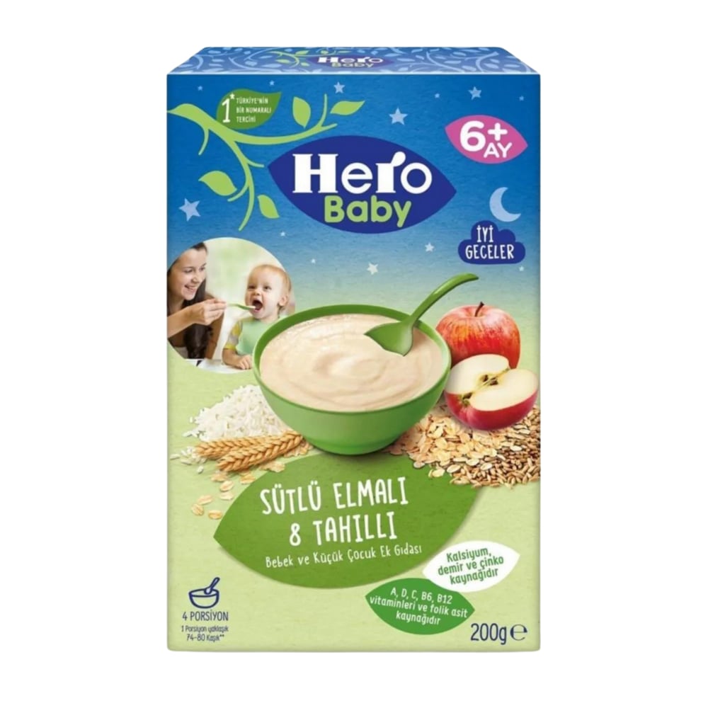HERO BABY SÜTLÜ 8 TAHILLI ELMALI 200GBEBEK MAMASIHERO BABAY599108