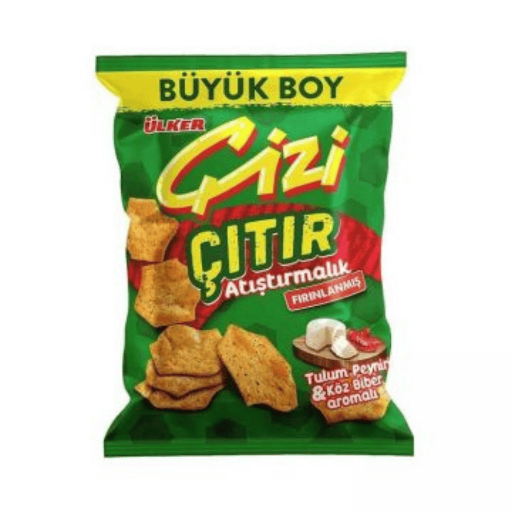 ÜLKER ÇİZİ ÇITIR ATIŞTIRMALIK TULUM PEYNİRİ & KÖZ BİBERLİ 80 GrKRAKERÜLKER108200