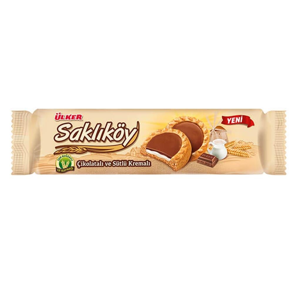 ÜLKER SAKLIKÖY ÇİKOLATALI  SÜTLÜ KRAKER 100 GRKREMALI BİSKÜVİÜLKER0082908