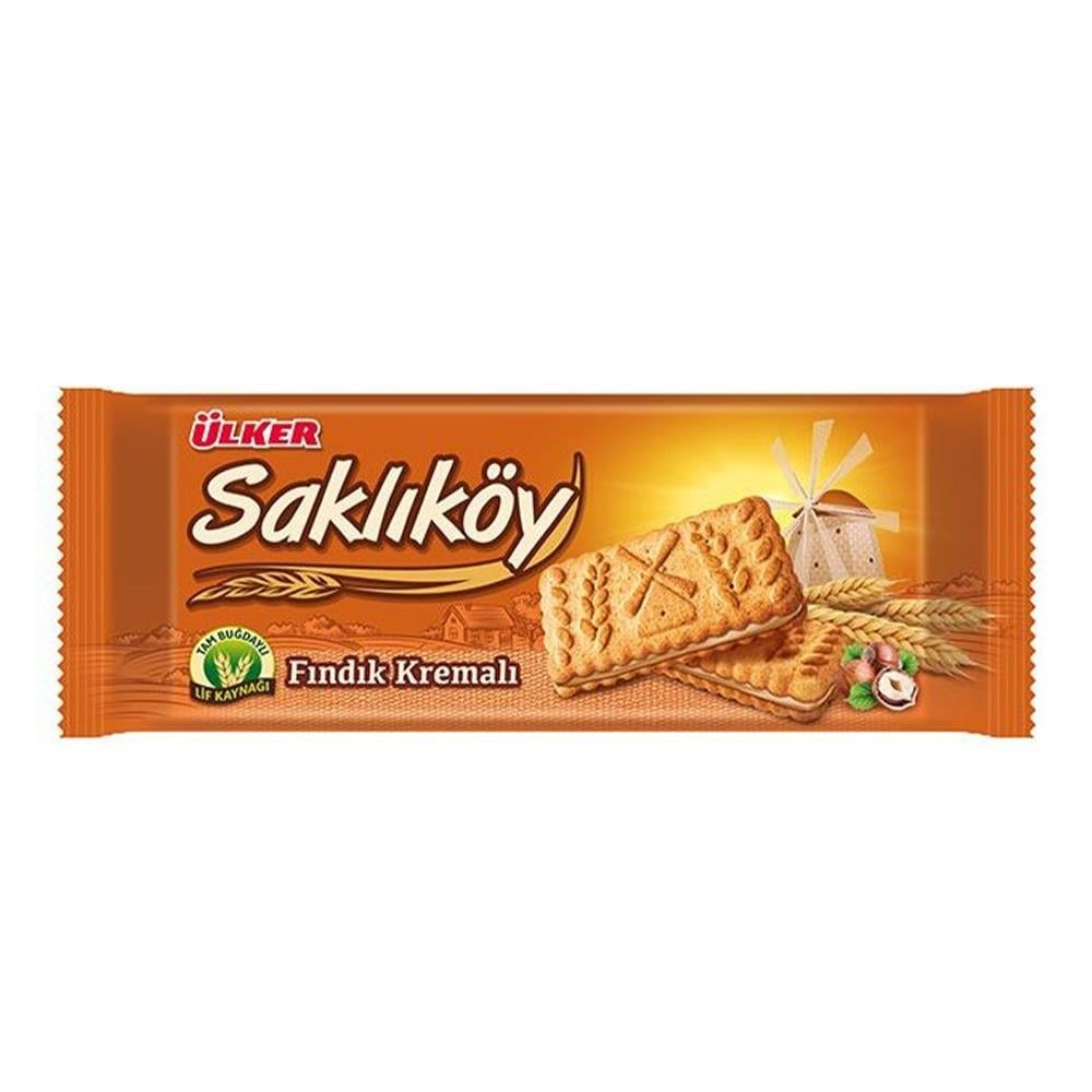 ÜLKER SAKLIKÖY FINDILLI KREMALI BİSKÜVİ 100GRKREMALI BİSKÜVİÜLKER0083409