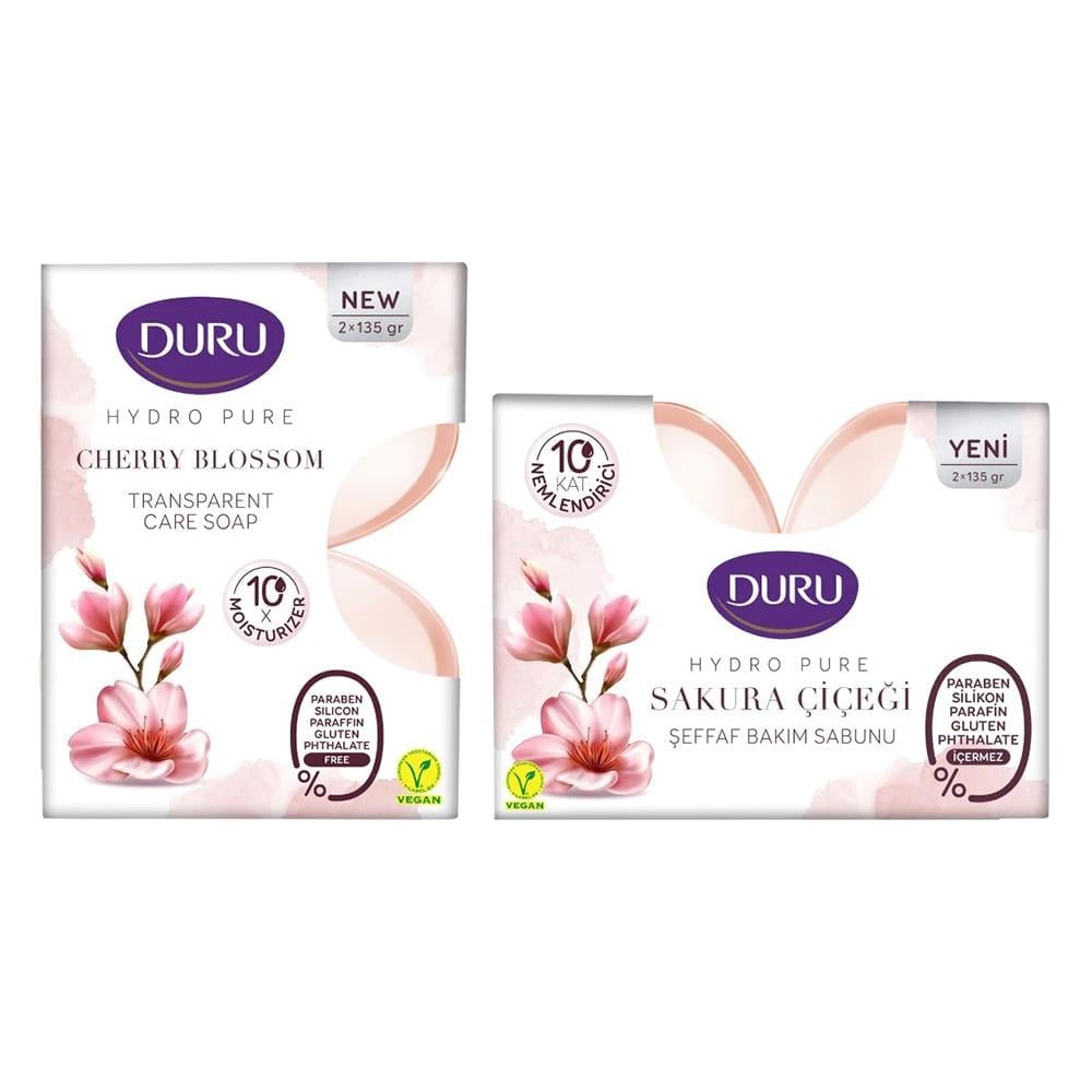 DURU HYDROPURE SAKURA ÇİÇEĞİ 135 GR X 2 ŞEFFAF BAKIM SABUNUSABUNDURU513366M