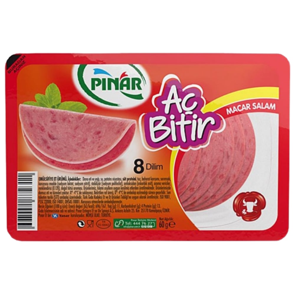 PINAR AÇ BİTİR SALAM MACAR 60 GRSALAM & SOSİSPINAR152902685