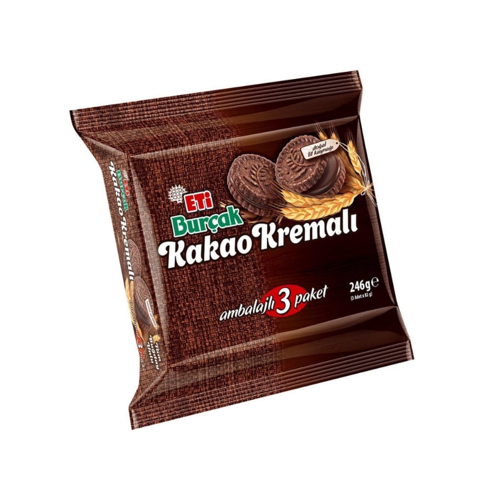 ETİ BURÇAK KAKAOLU KREMALI 3‘LÜ 246 GRTATLI BİSKÜVİETİ1539400