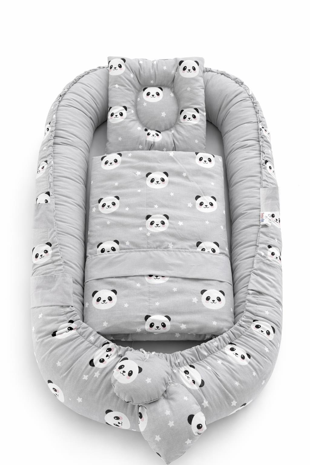 Jaju Baby Nest Gri Panda ve Pikesi Lüx Tasarım Jaju-babynest Anne Yanı