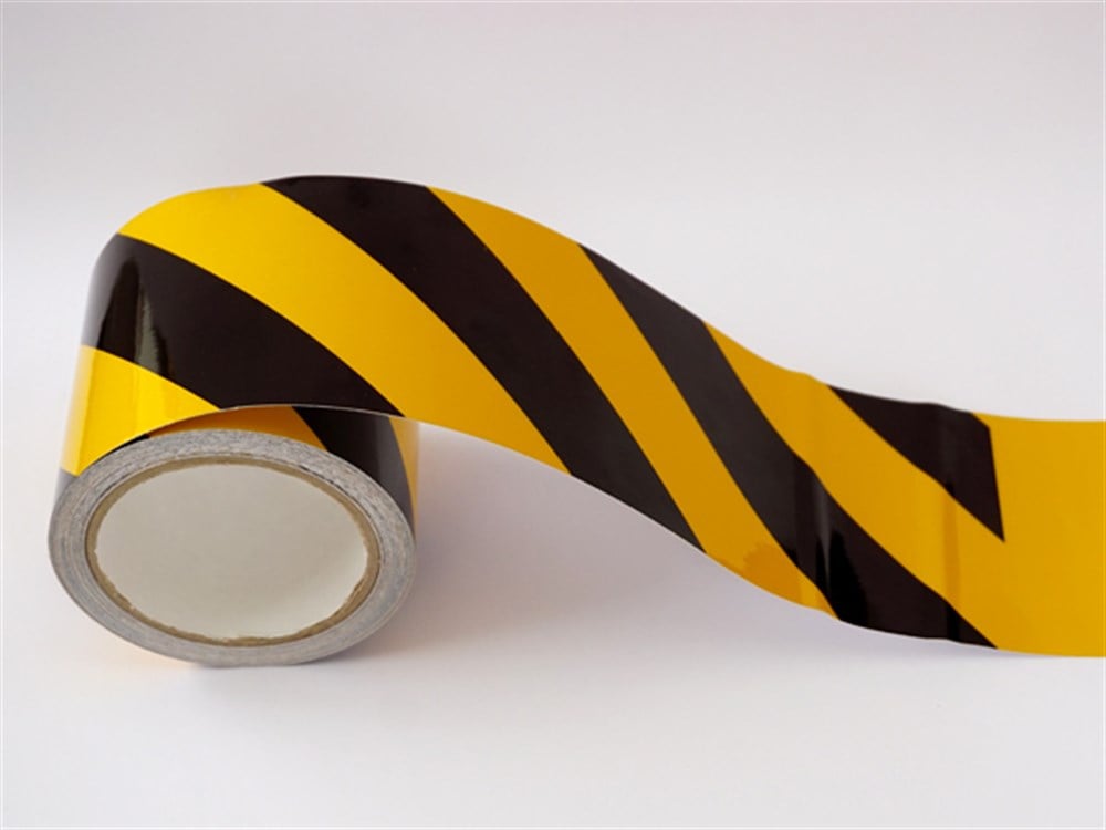 Sarı - Siyah Reflektif Bant, Reflektif Şerit 10 cm x 10 m, Emniyet Şeridi,  İşaretleme Bandı