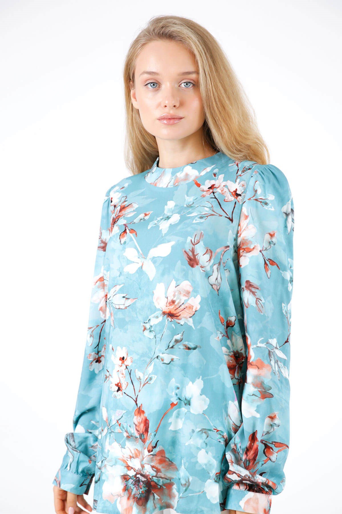 Blouse fleurie online bleue