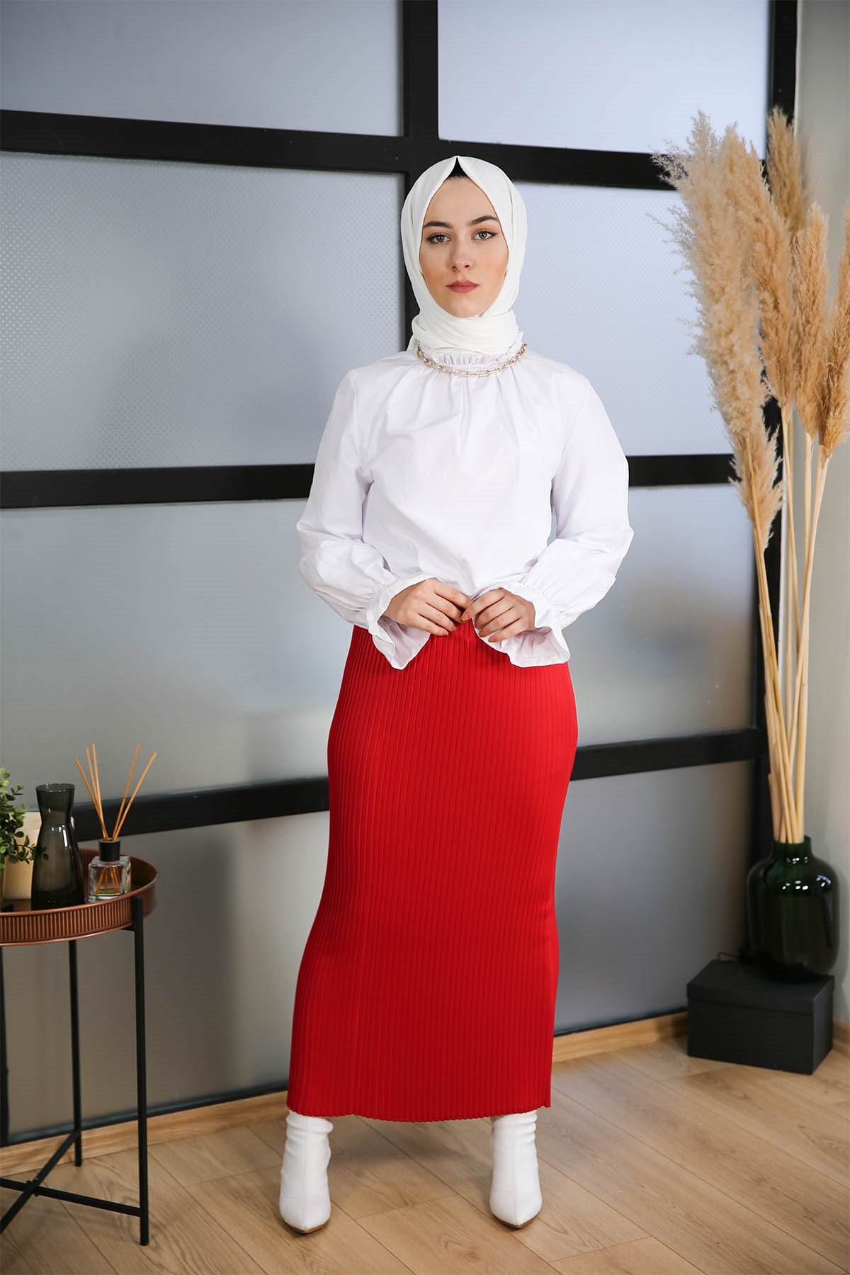 Jupe droite clearance rouge