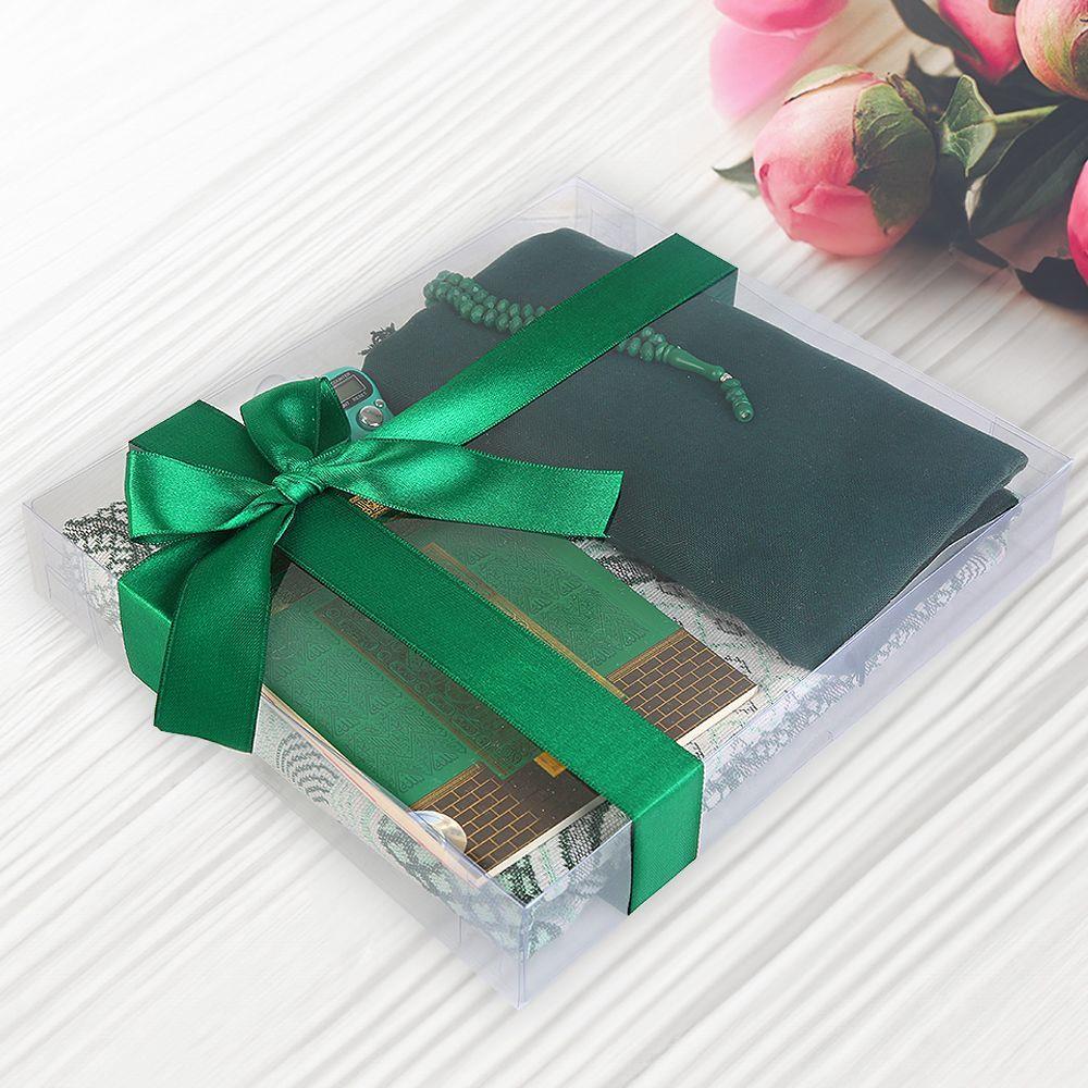 Ekonomik Çanta Boy Yasin, Seccade, Tesbih, Zikirmatik, Süslemeli Asetat Kutulu (23*26 cm -475gr)-Yeşil