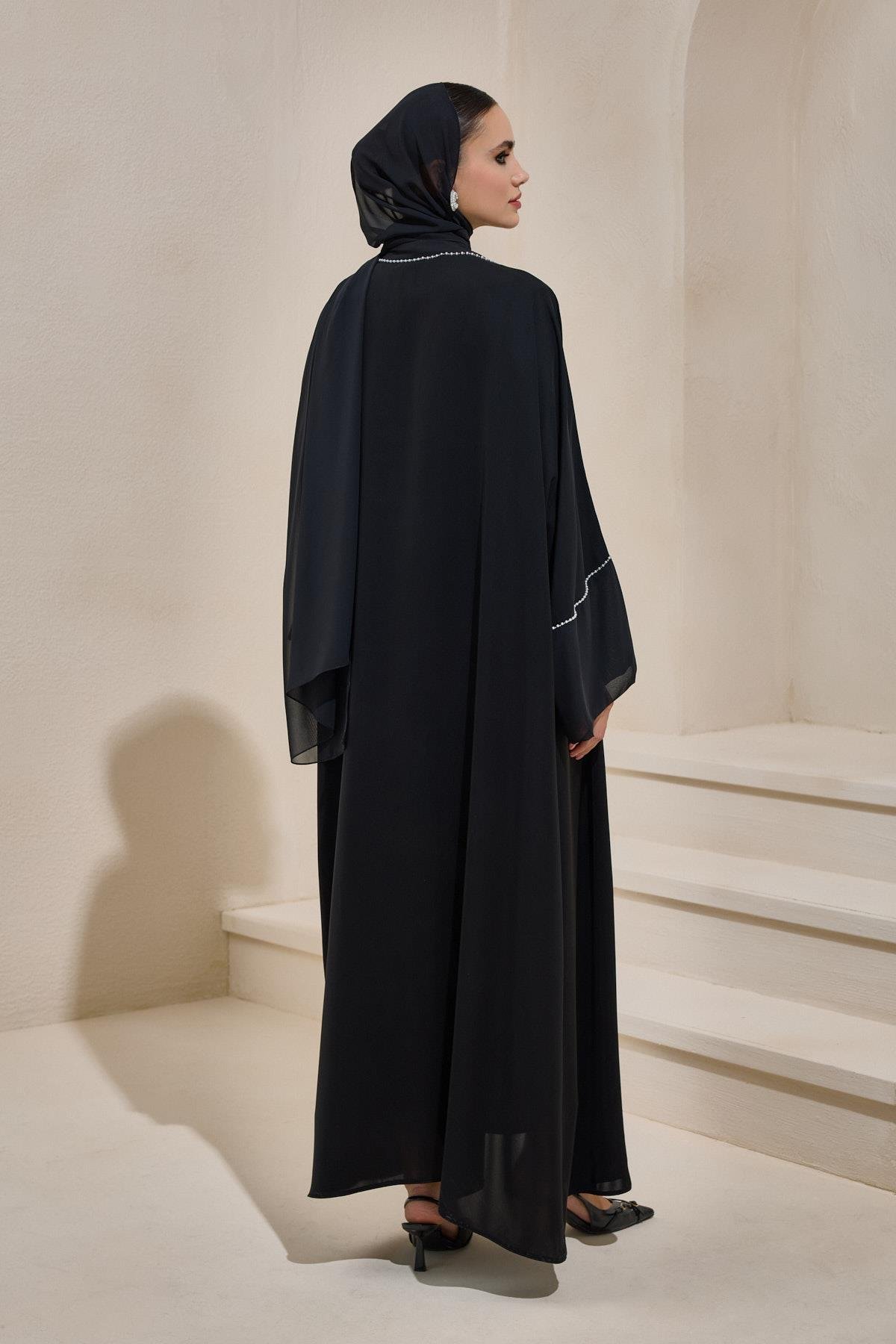 Abaya Noire Perle - Robe Traditionnelle Femme - Taille Unique Regular - Neuf Sans étiquettes