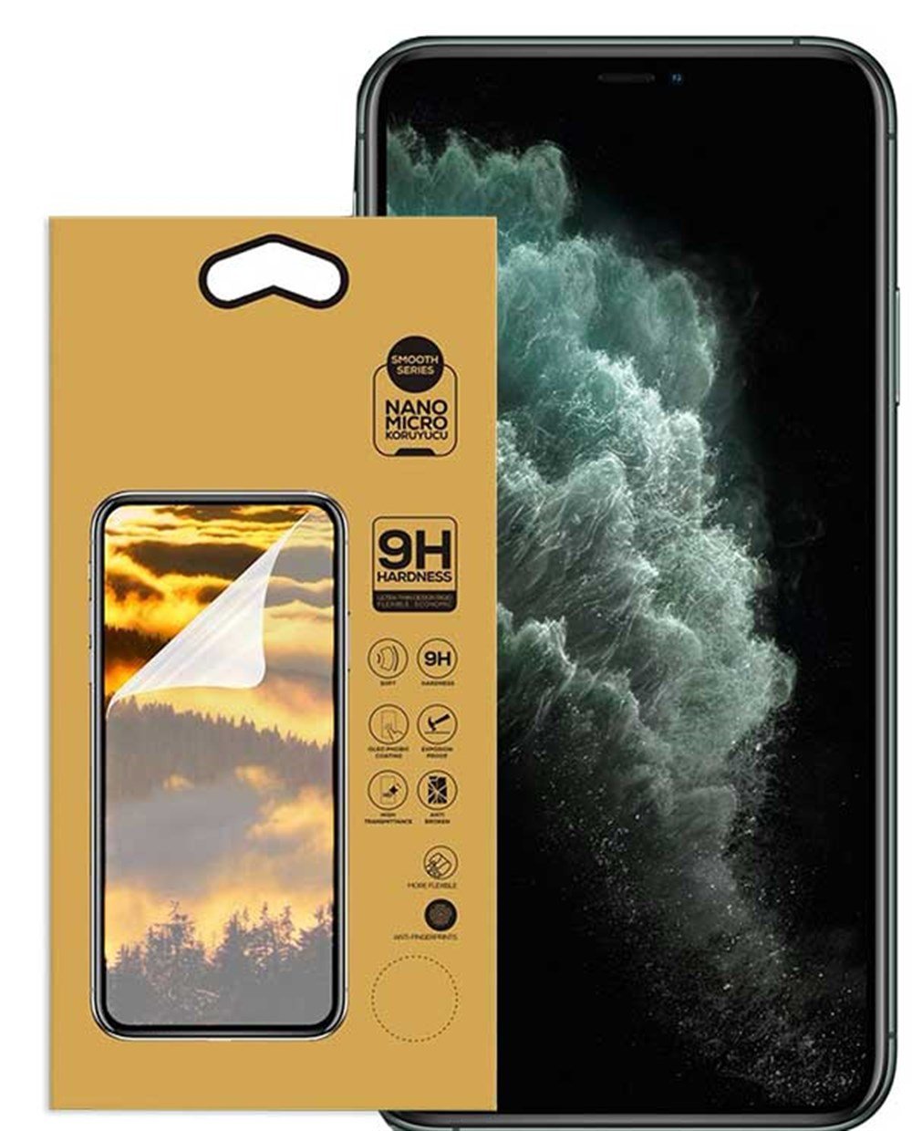 iPhone 11 Pro Max Ekran Koruyucu Gold Nano Film Kırılmaz Ücretsiz Kargo