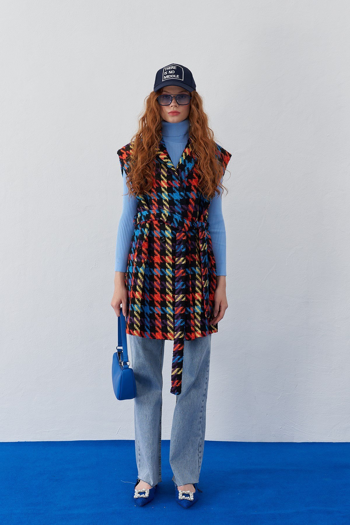 mideal plaid pattern cardigan Blue アウトレット ショップ