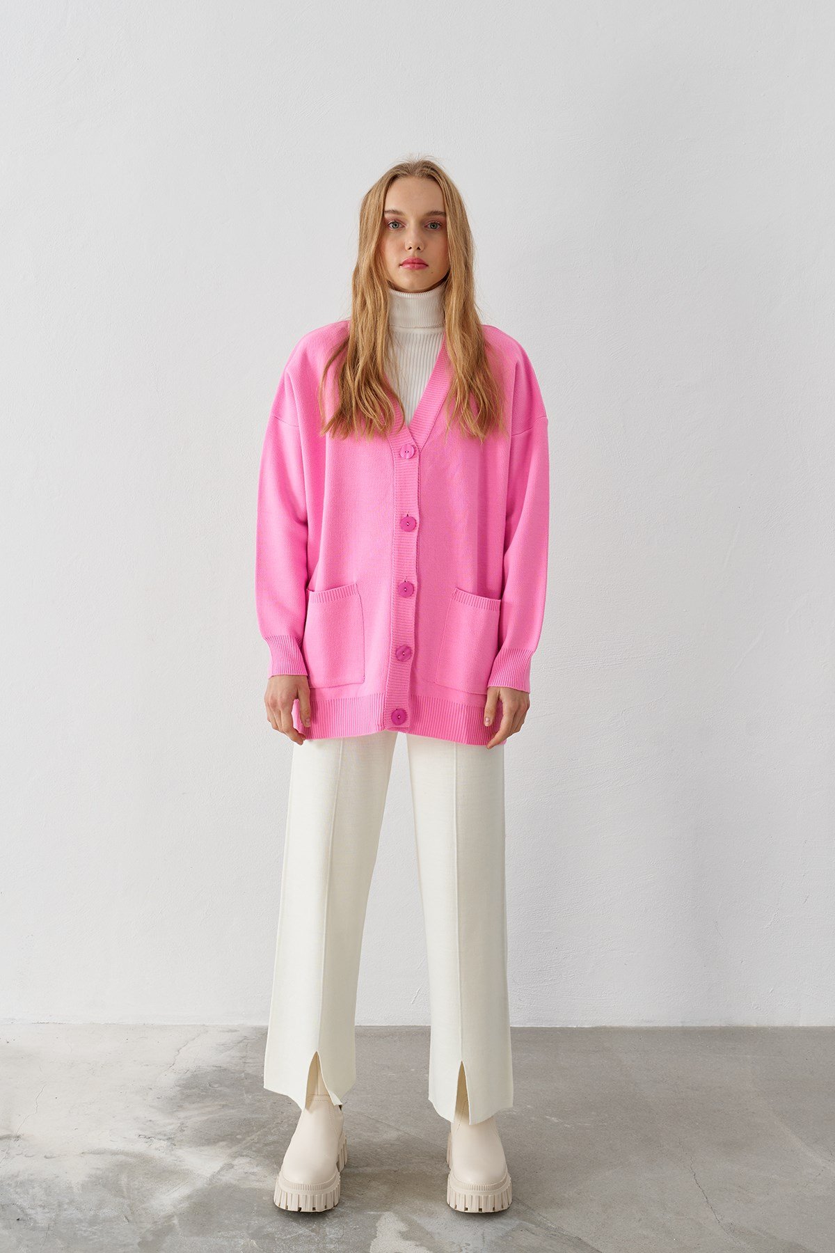 Base Knit Cardigan - Pink