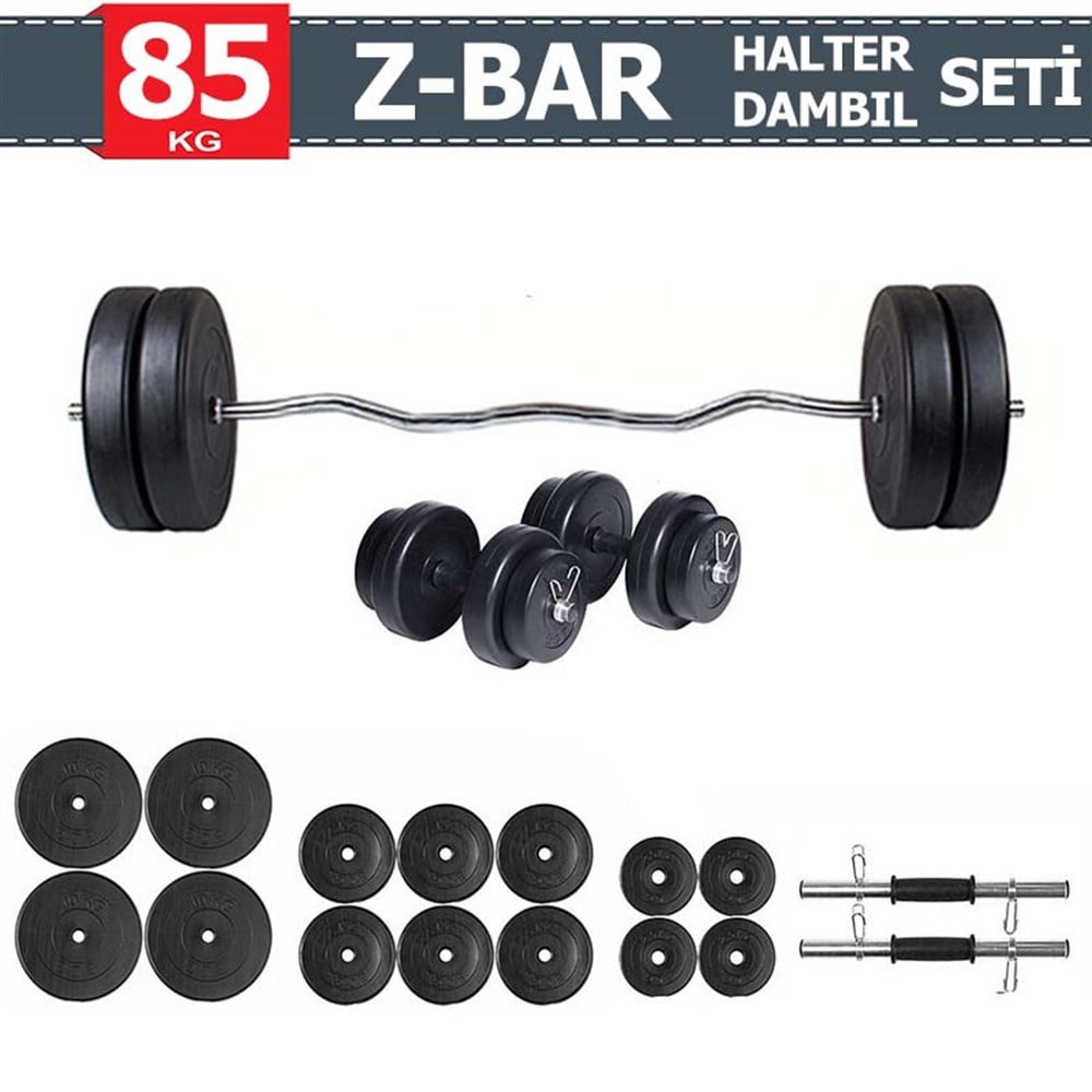 80kg Halter Seti & Dambıl Seti Ağırlık Seti Fitness Seti Z Bar