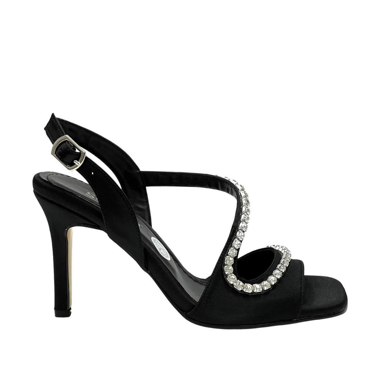Siyah Taş Detaylı 10Cm Topuklu Rahat Ayakkabı