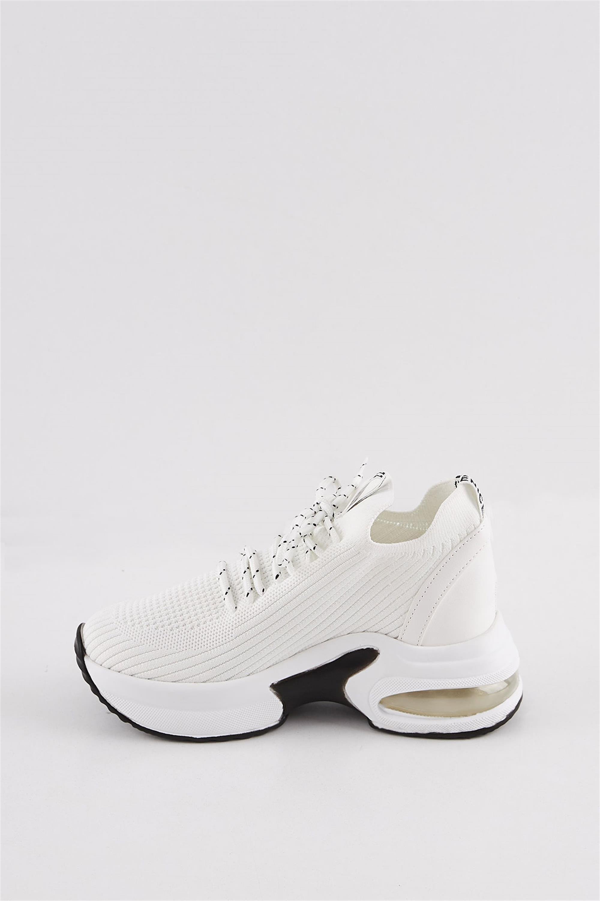 Ramosa Beyaz Gizli Dolgu Topuk Triko Kadın Sneaker Spor Ayakkabı