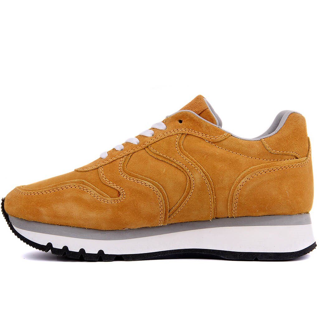 Sail Lakers Mustard Suede Genuine Leather Lace Up Women s