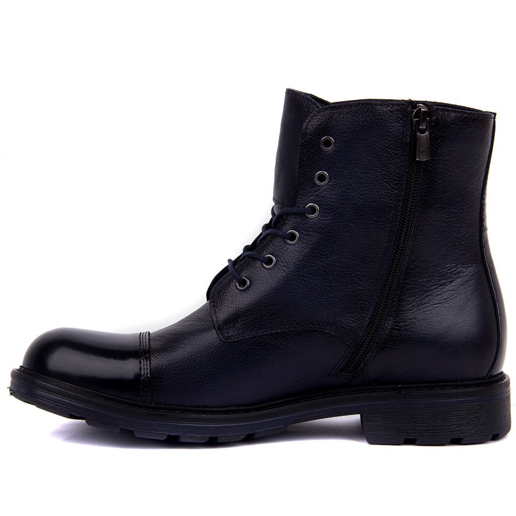 Dark blue leather on sale boots