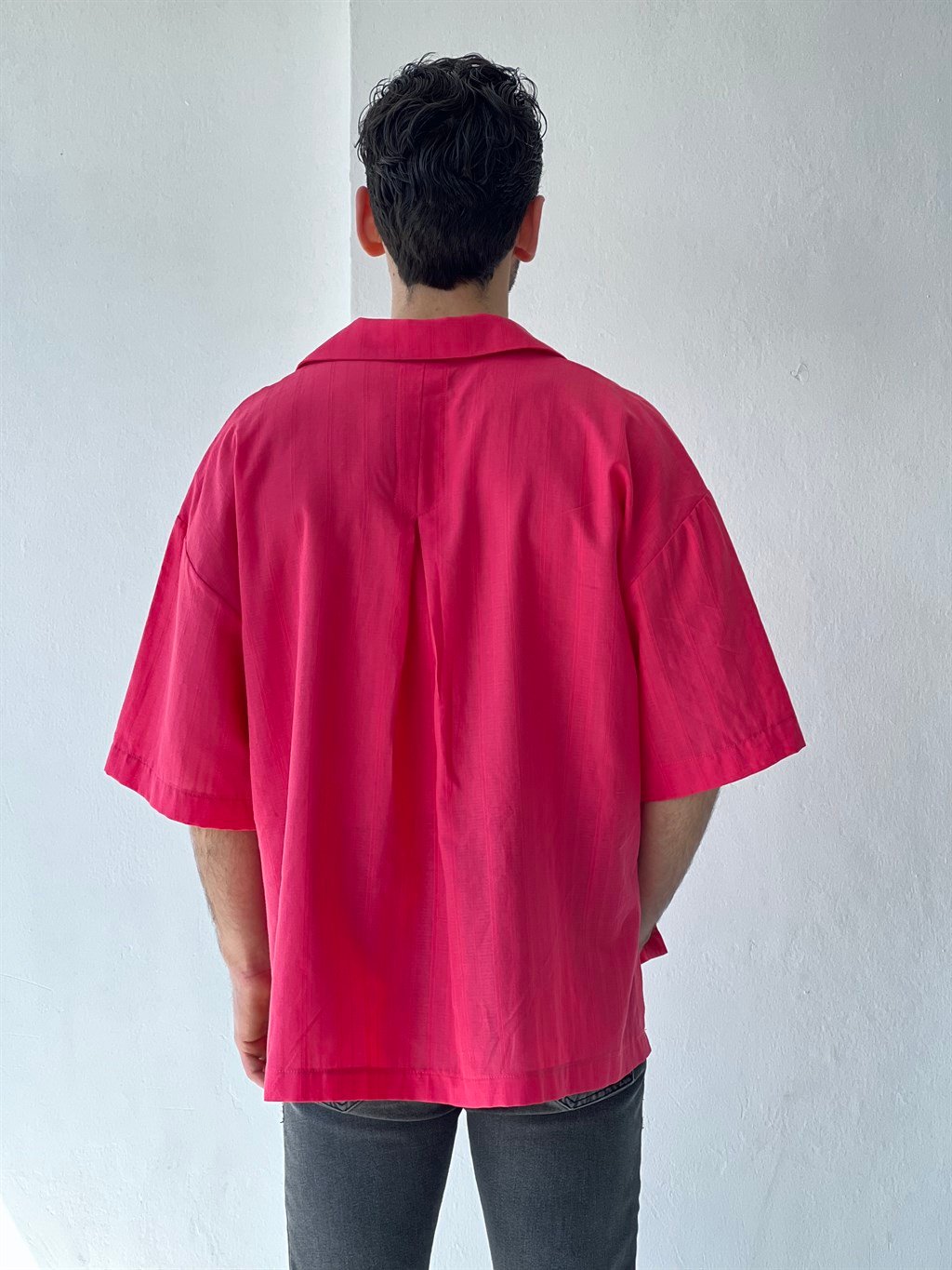 Retrobird Cotton Oversize Loose Fit Pink Color Standard Size Unisex Shirt |  Retrobird
