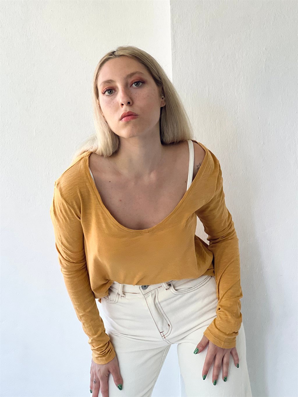 Retrobird V-Neck Cotton and Modal Fabric Wide Collar Women's Slim Long  Sleeve T-Shirt | Retrobird