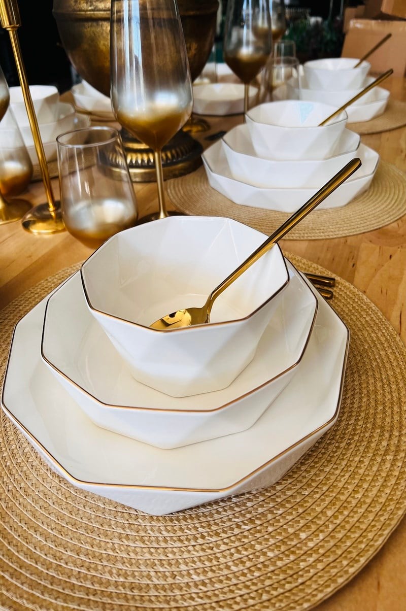 24 Parça 6 Kişilik Gold Yaldızlı Yemek Takımı