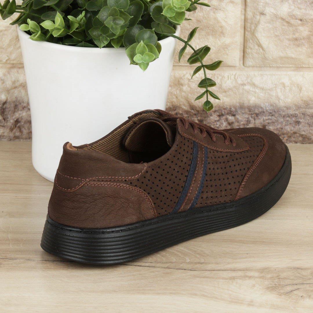 Kahverengi Hakiki Deri Sneaker Erkek Günlük Ayakkabı