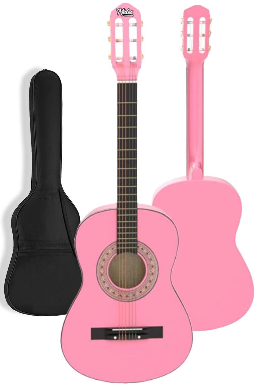 Midex CG-270PK Pembe Renk Klasik Gitar 4/4 Yetişkin Boy Sap Ayarlı Full Set