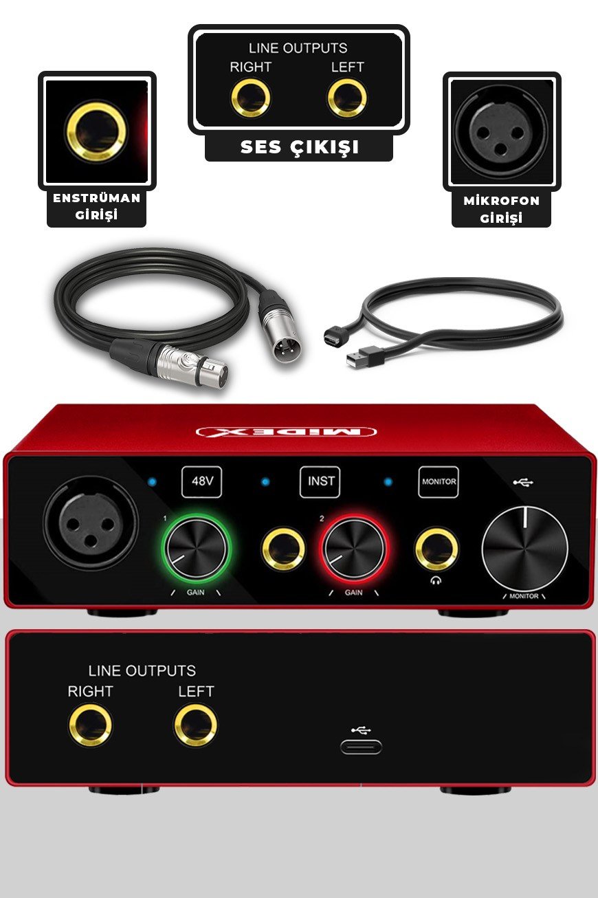 Midex Umx Paket-3 BM800 Mikrofon + Stüdyo Ses Kartı + Stand + Filtre