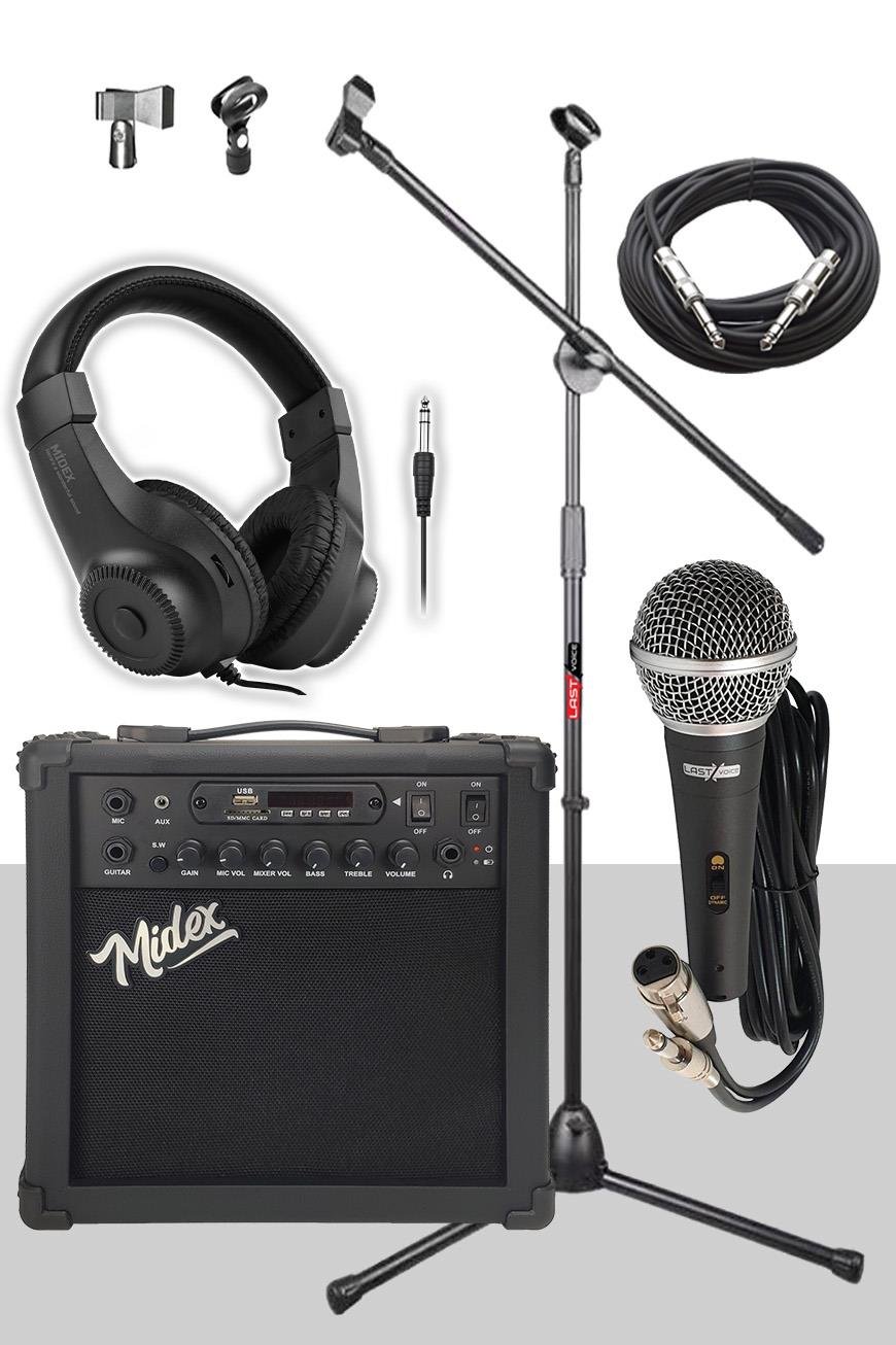 Midex MGA-25BK-PAK Elektro Gitar Amfisi 25 Watt USB Bluetooth ve Şarjlı