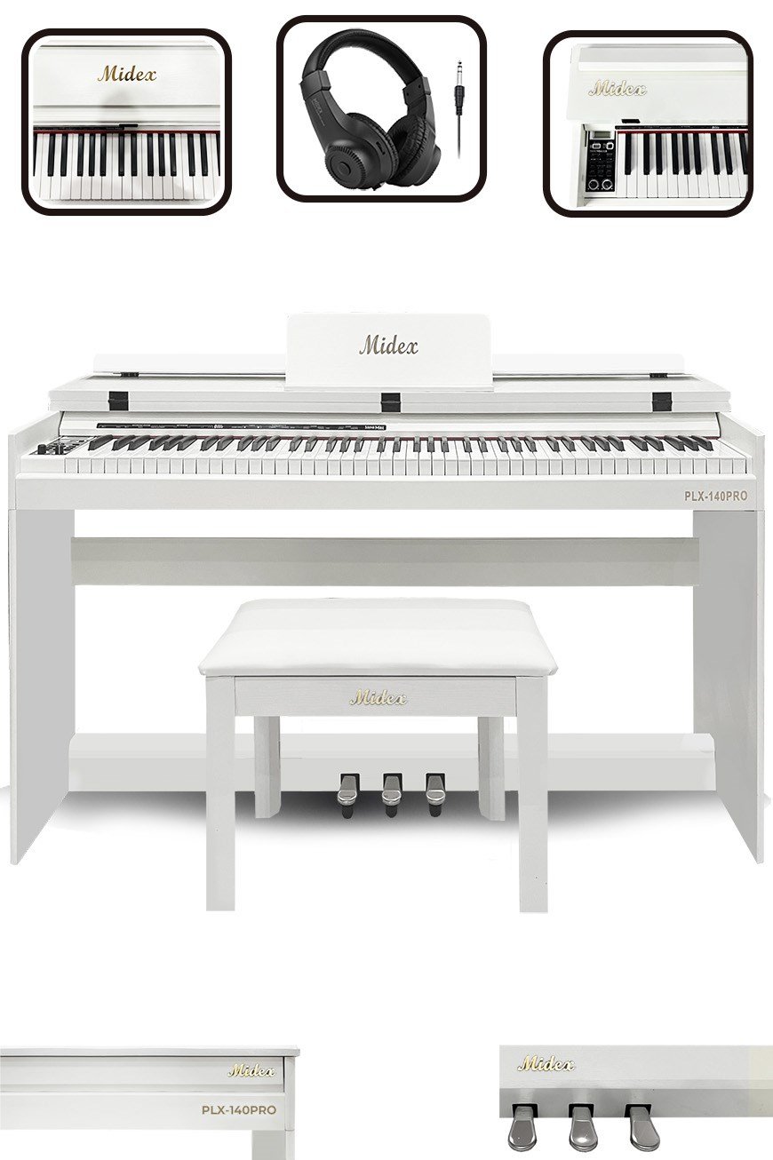 Midex PLX-140 PRO-WH Beyaz Dijital Piyano Tuş Hassasiyetli 88 Tuş