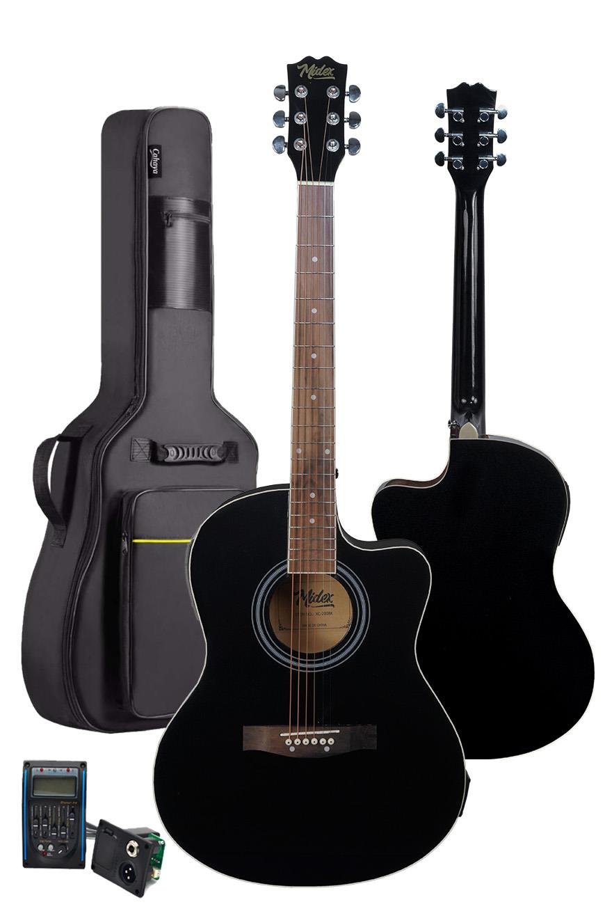 Midex XC-300BKX-EQ Profesyonel Siyah Elektro Akustik Gitar 4/4 Yetişkin Üst  Segment