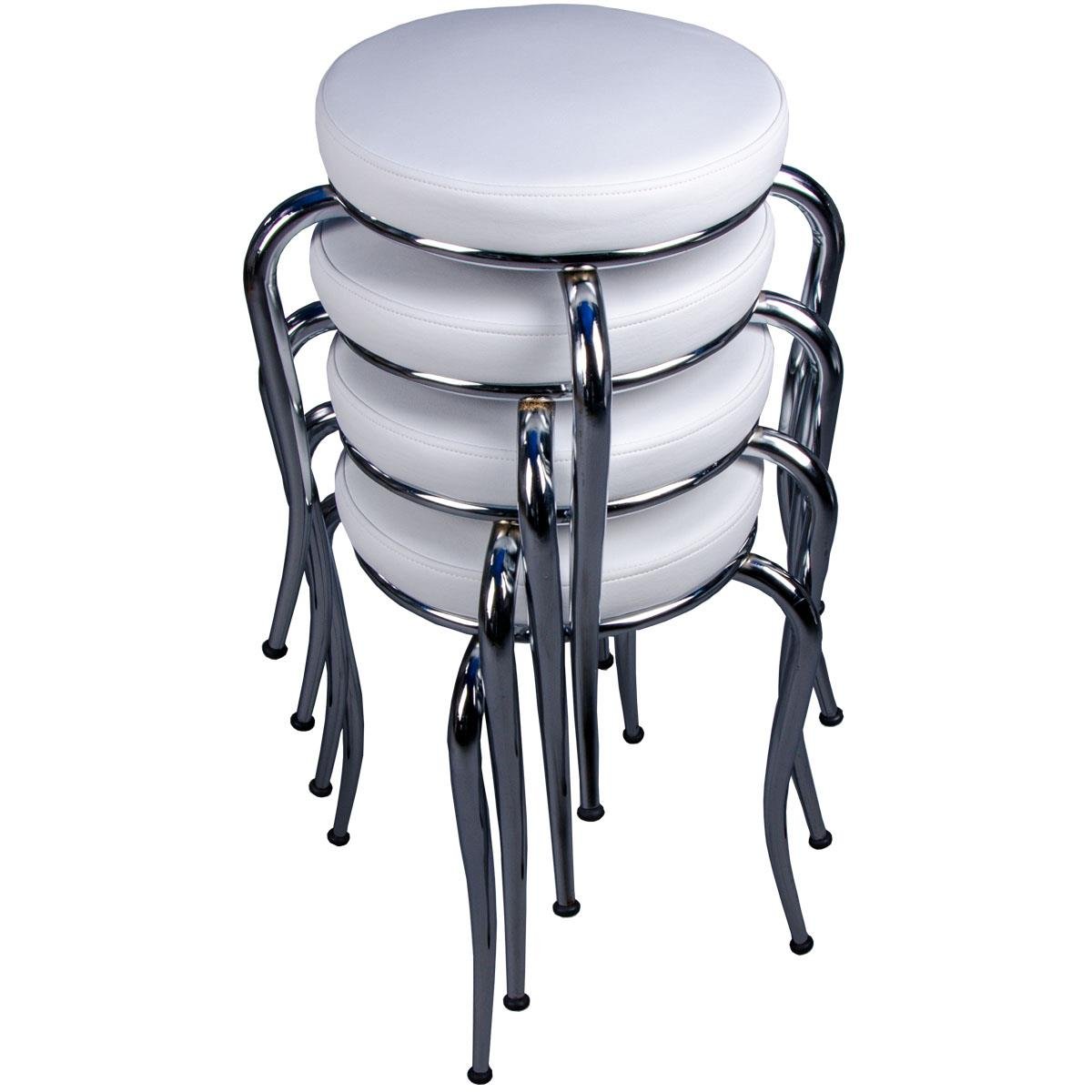 Düz Beyaz Tabure Dörtlü Tabure|Kristal Masa & Sandalye