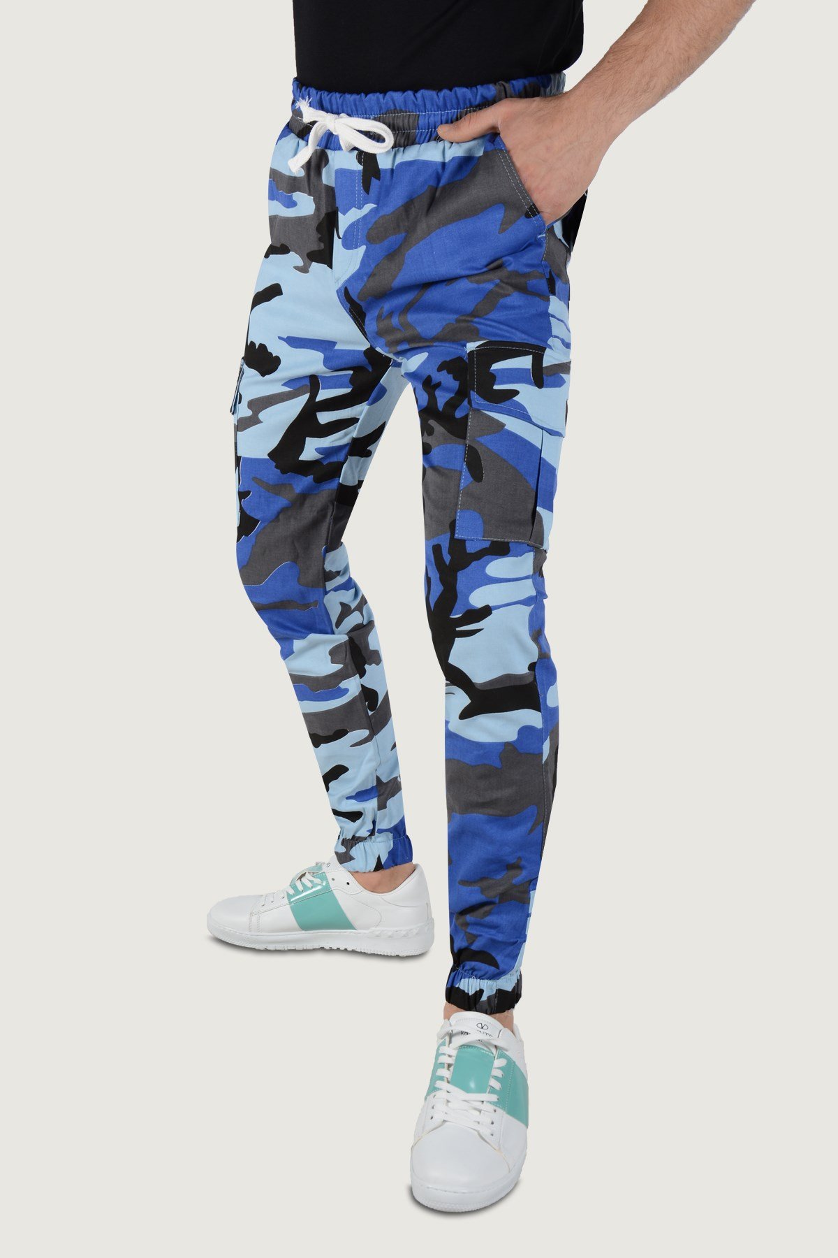 Erkek Askeri Desenli Kargo Cep Pantolon 20K-2600021 Mavi | Terapi Giyim