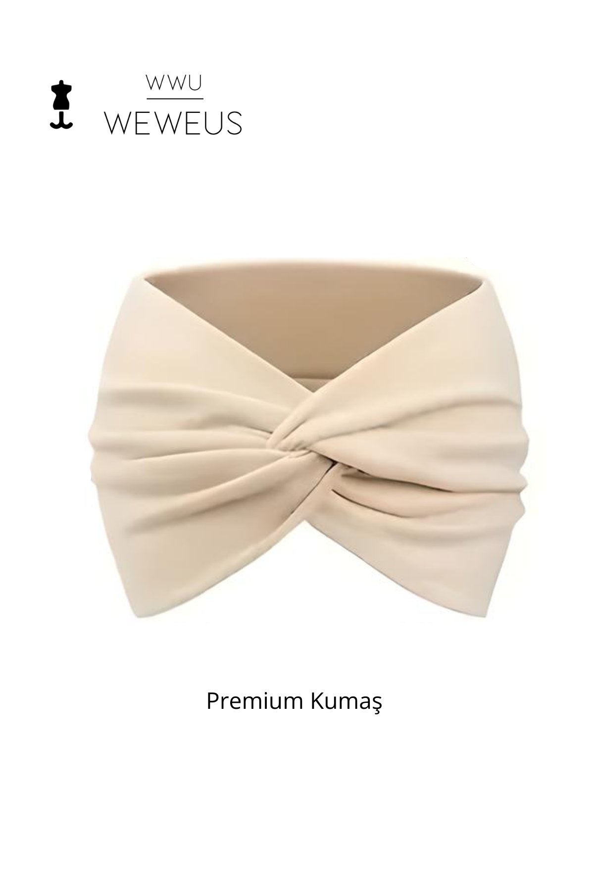 WeWeus Krem Düz Premium Kadın Saç Bandı