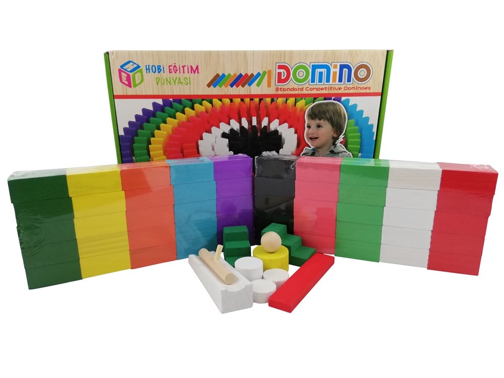Ahşap Renkli Domino Oyunu 200 parça