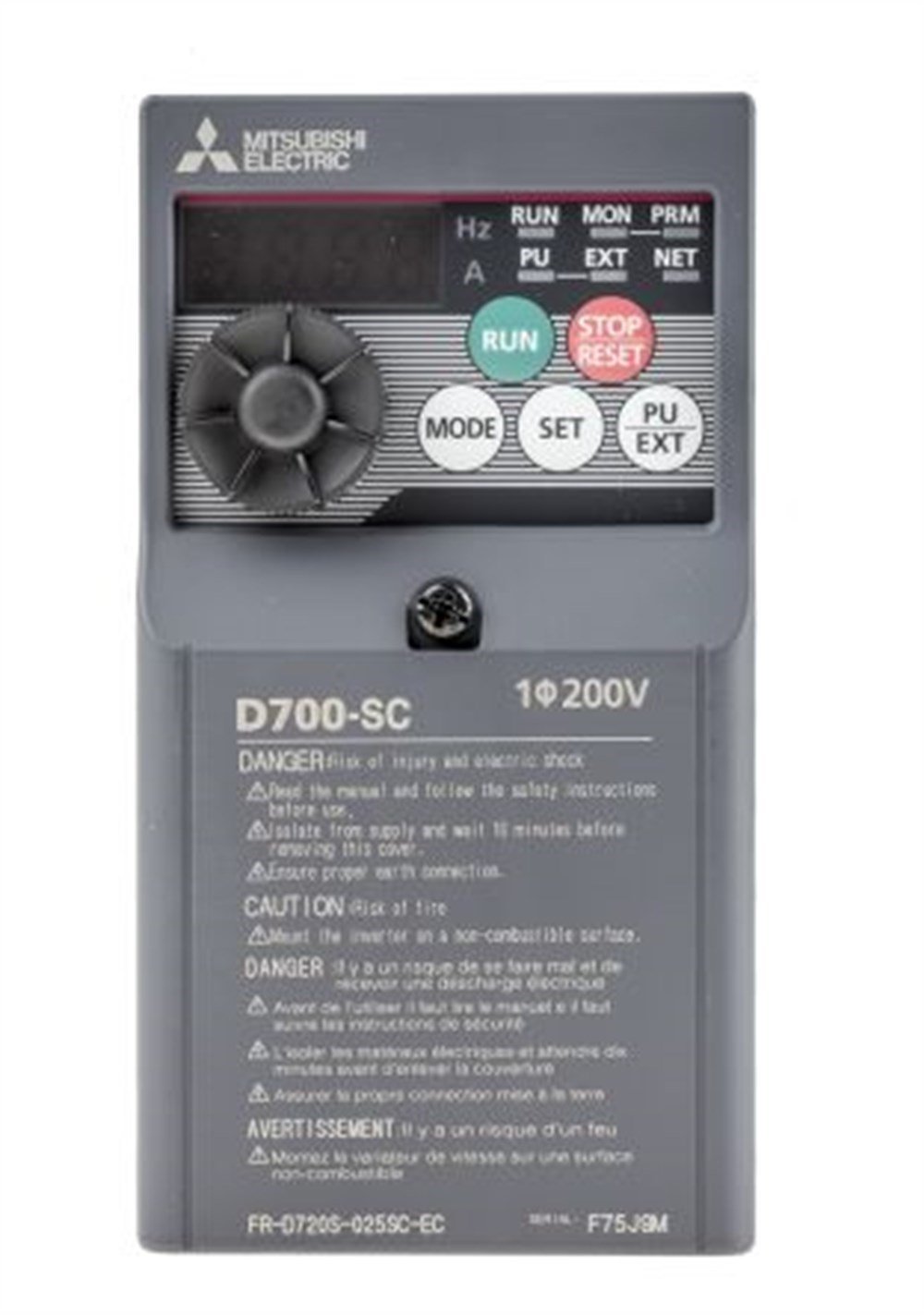 Mitsubishi FR-D720S-025SC-EC Monofaze Inverter; Anma Gücü: 0,4kW