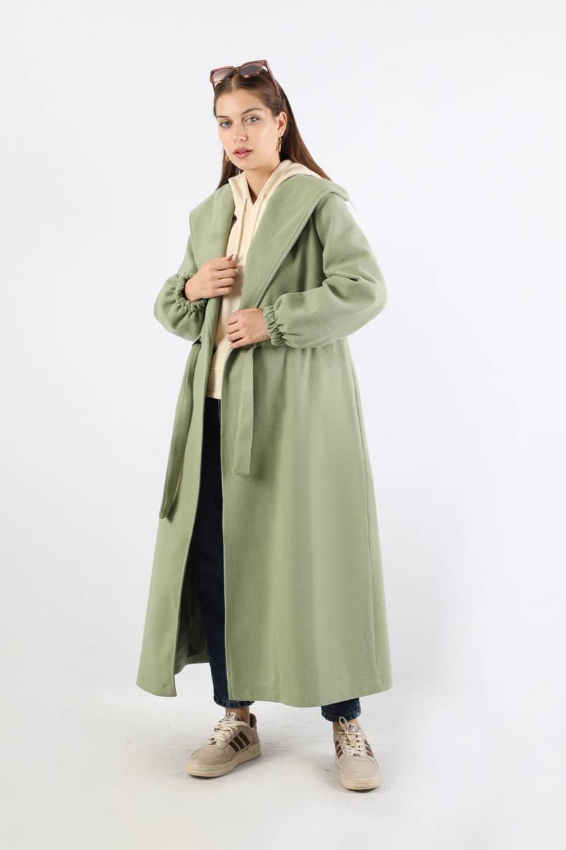معطف جوخ طويل اللون أخضر-بالجملة