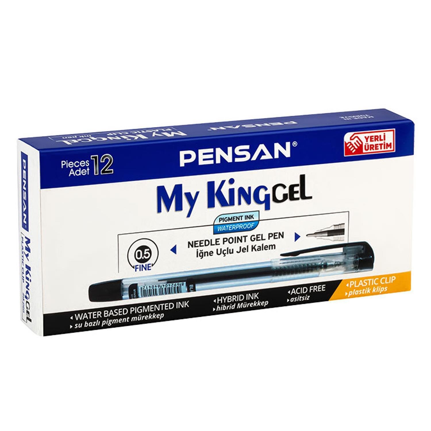 Pensan My King Gel 0.5 İğne Uç Metal Klips Kalem 6405 12 li Paket
