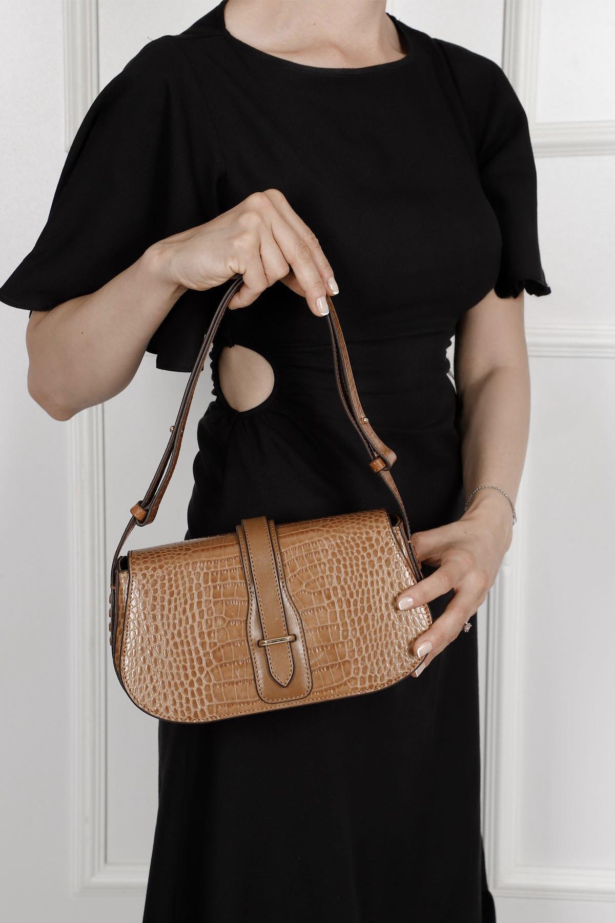 Taba Krako Gön Platinum Hakiki Deri Küçük Boy Kadın Omuz Çantası