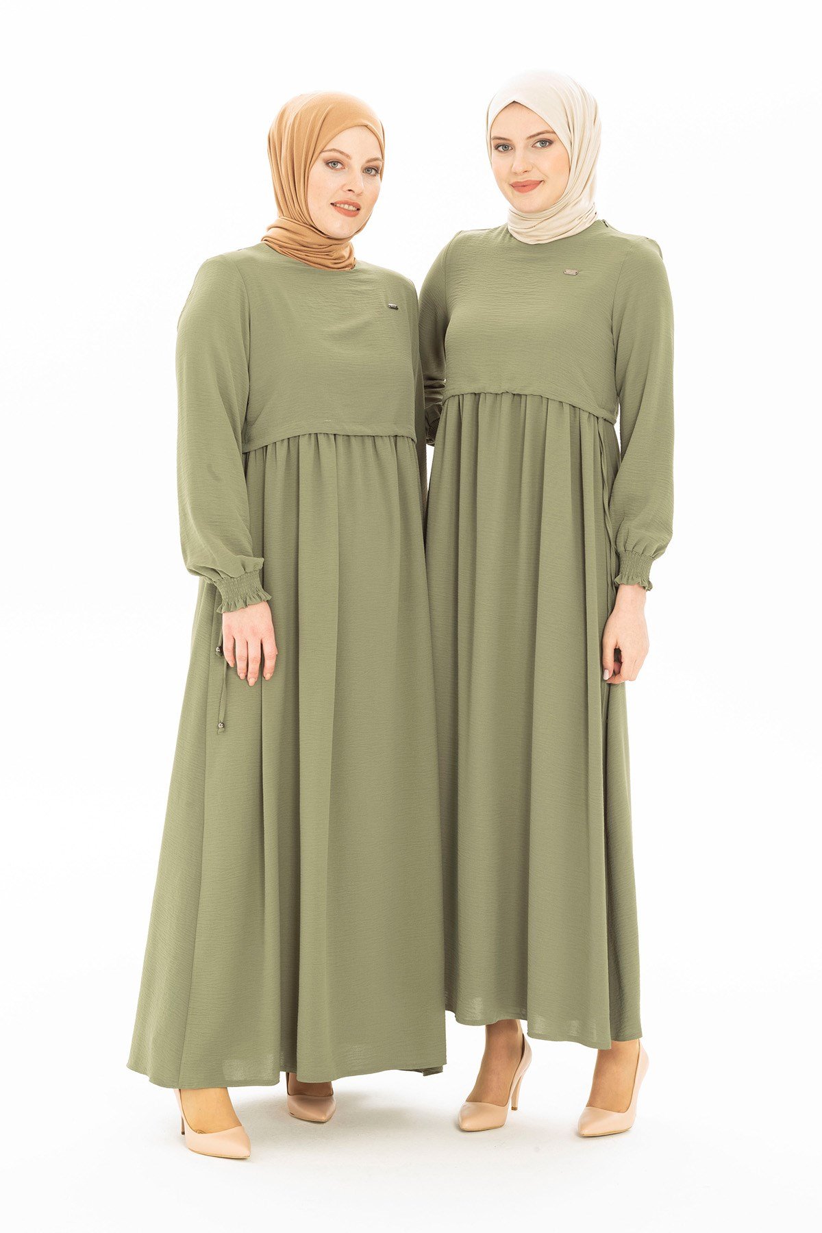 Bolero Detaylı Mint Yeşil Tesettür Elbise 5227 - Beyza