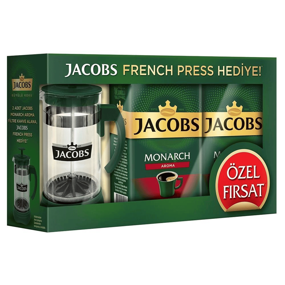 Jacobs Monarch Aroma Filtre Kahve 2 x 500 g French Press Hediyeli